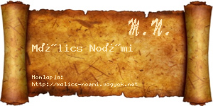 Málics Noémi névjegykártya